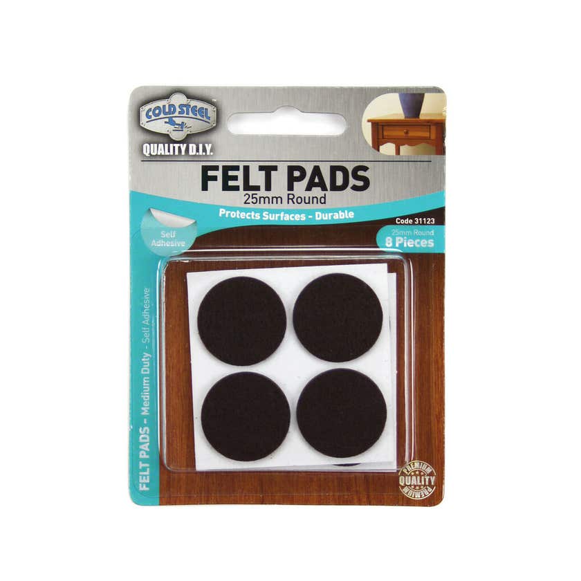 Cold Steel Felt Pads Round 25mm- Brown 8PC