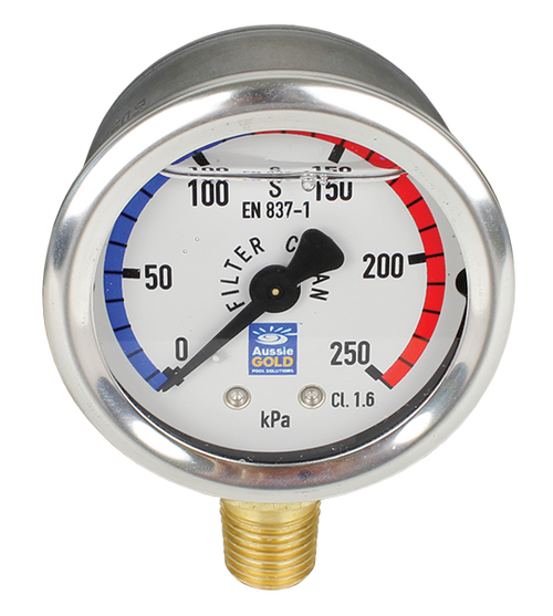 Aussie Gold Oil Filled Stainless Pressure Guage- LM