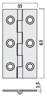Trio Brass Butt Hinge 63x35x1.5 Pk2