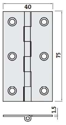 Trio Brass Butt Hinge 75x40x1.5 Pk2