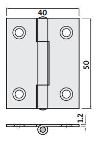 Trio Butt Hinge Zinc 50x40x1.2 Pk2