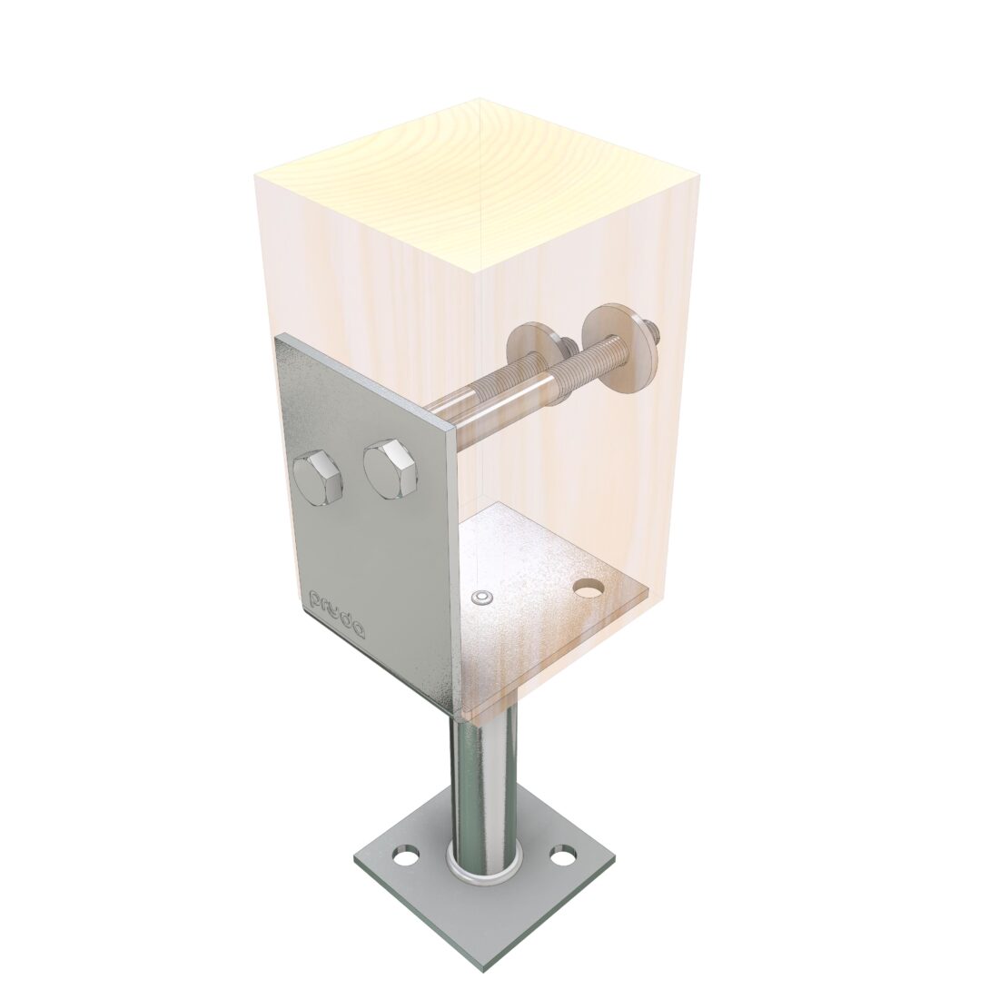 Pryda Half Post Stirrup M12 90mm x 65mm