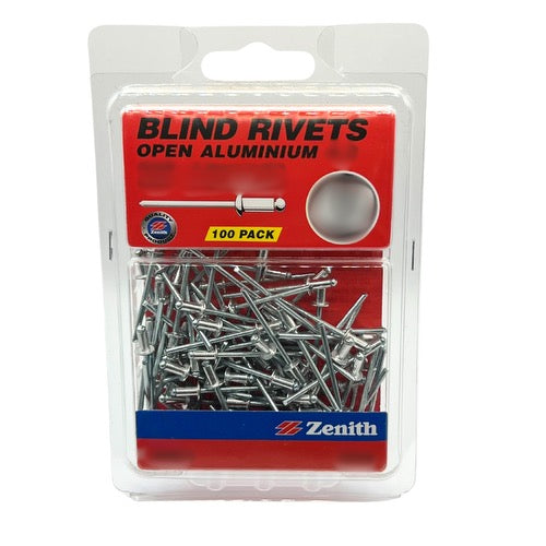 Zenith Blind Rivets Open Alum 5/32 x 1/2 5.8 Pk100
