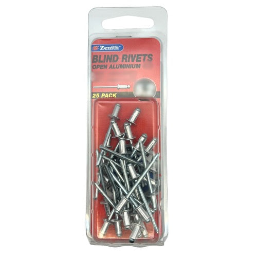 Zenith Blind Rivets Open Alum 5/32 x 1/4 5.4 Pk25
