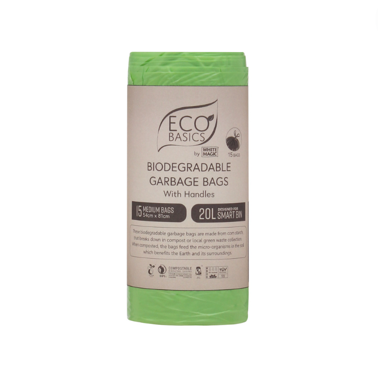 Eco Basics Biodegradable Garbage Bin Bags 12L - 20Bags/Roll