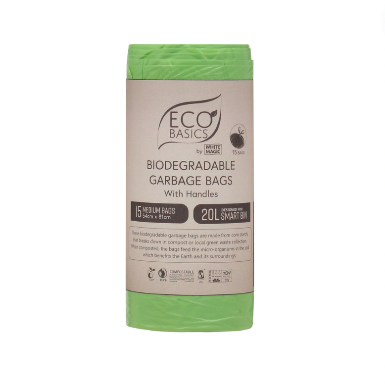 Eco Basics Biodegradable Garbage Bin Bags 20L - 15Bags/Roll