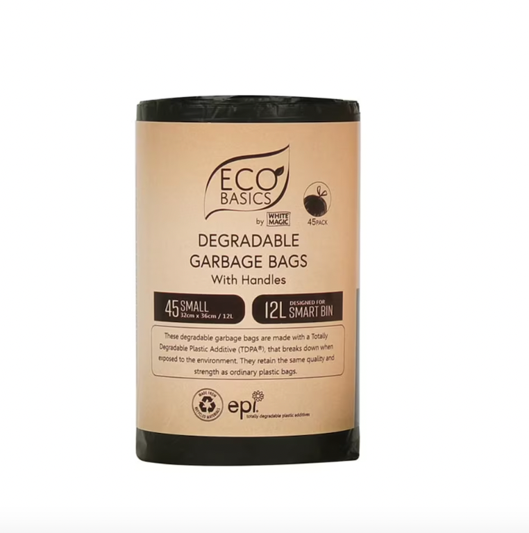 Eco Basics Degradable Bin Bags 50L w/Handles- 20Bags/Roll