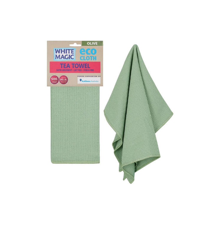 White Magic Tea Towel- Olive