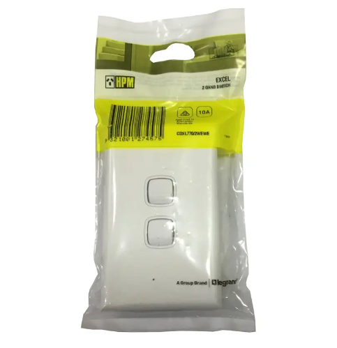 HPM Switch Wall Excel 2 Gang 10awe
