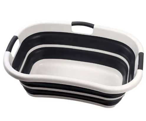 Queen Collapsible Laundry Basket Grey & White 37L