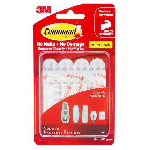3M Command Strips Refill Assorted Sizes 16PK
