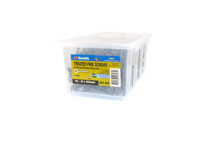 Zenith Treated Pine CS Square Drive 10-8 x 65mm Bx500