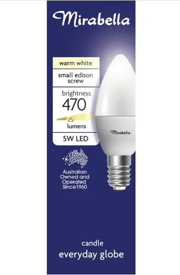 Mirabella LED Candle Globe SES 5W Warm White