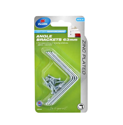 Zenith Angle Bracket Zinc 63mm 4PK