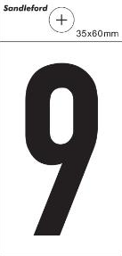 Sandleford Self-Adhesive Number 9- 60mm x 35mm