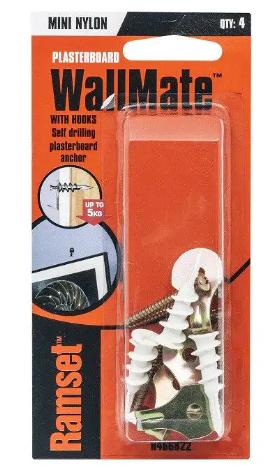 Ramset Mini WallMate w/ Hooks- 4PK
