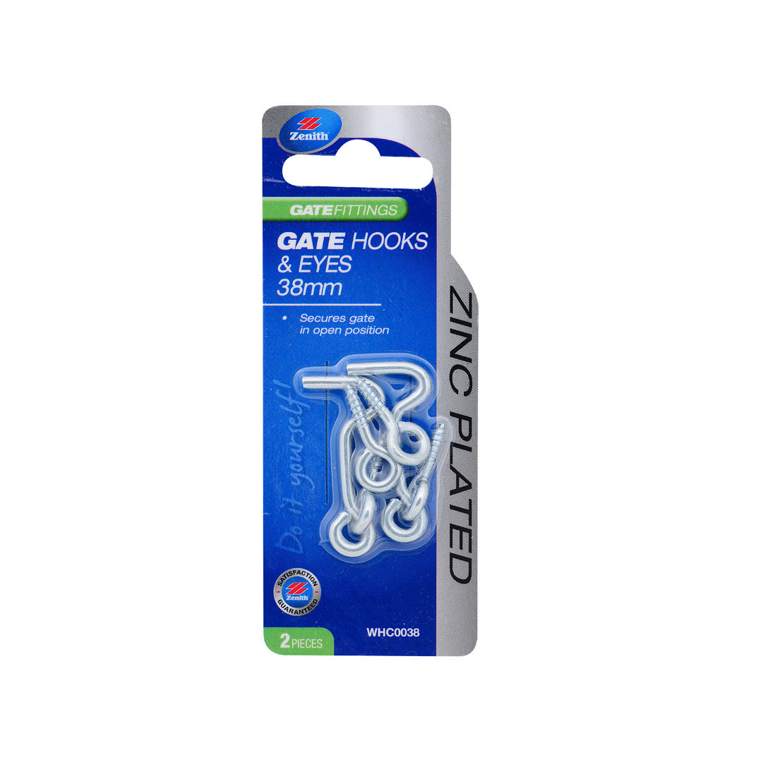 Zenith Gate Hook & Eye Zinc 38mm Pk2
