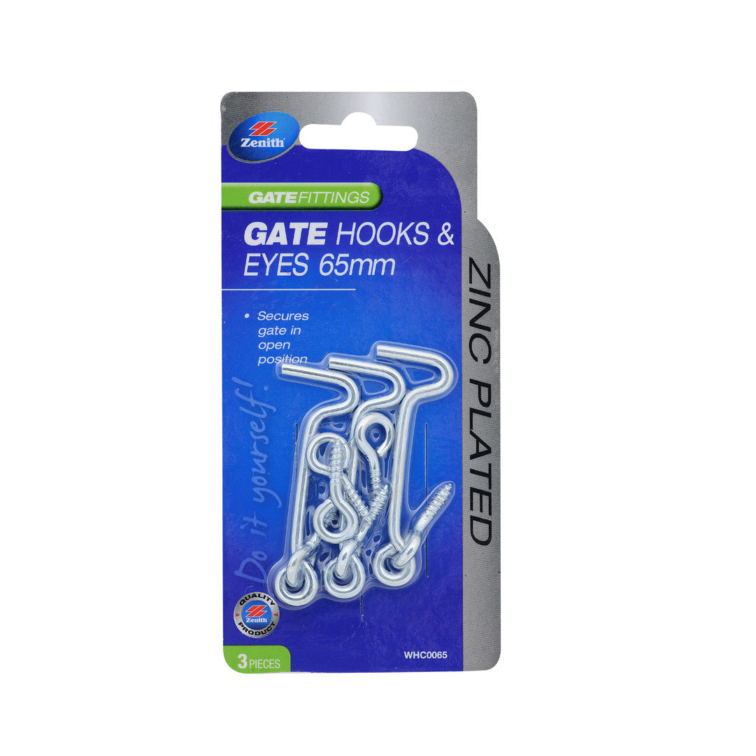 Zenith Gate Hook & Eye Zinc 65mm Pk3