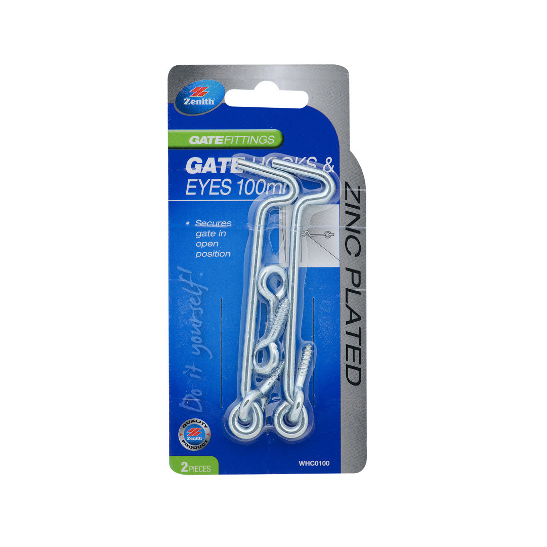 Zenith Gate Hook & Eye Zinc 100mm Pk2