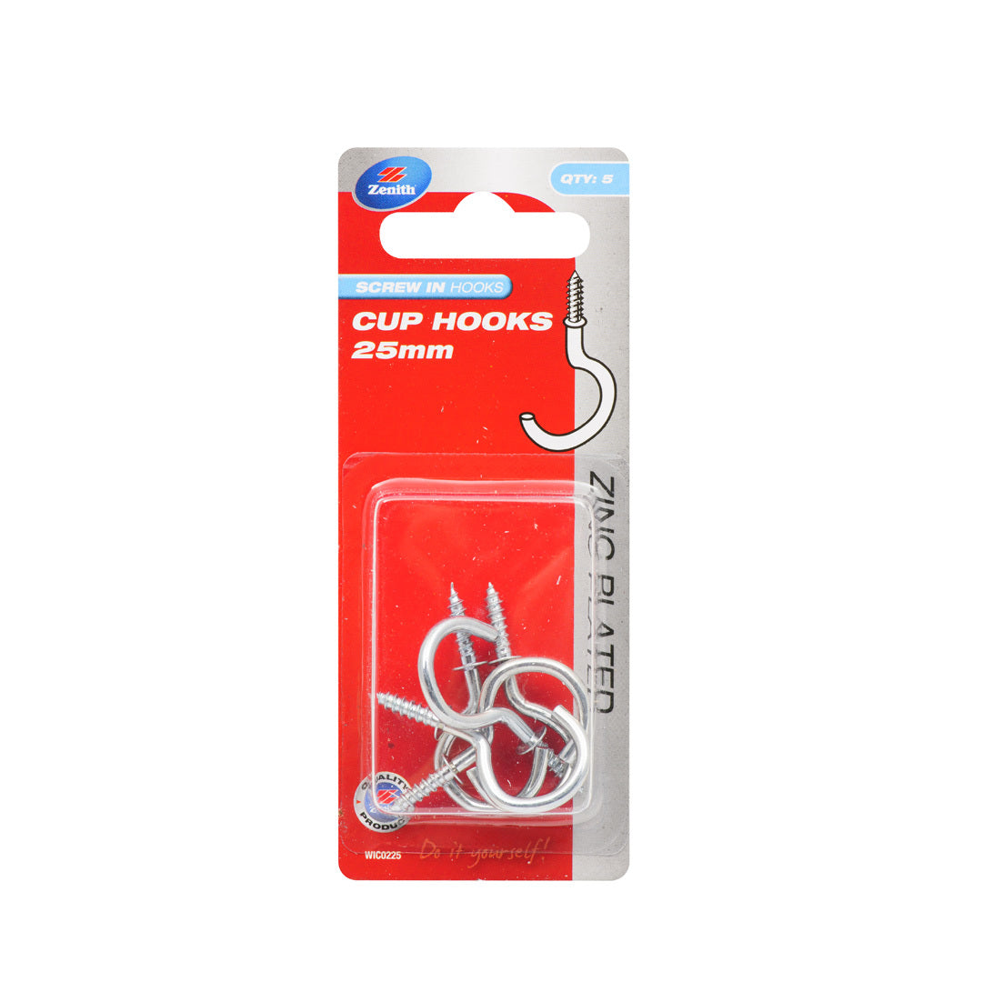 Zenith Cup Hook Zinc 25 x 2.7mm Pk5