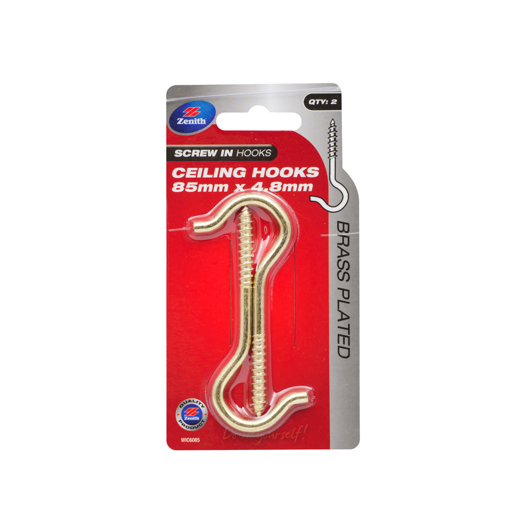 Zenith Ceiling Hook 65 x 4mm 2PK