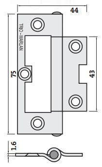 Trio Quick Fit Hinge Hirline SS 75x44x1.6 Pk2