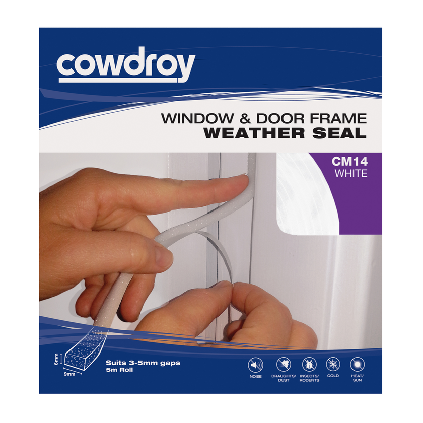 Cowdroy Window & Door Frame Weather Seal 6mm- White