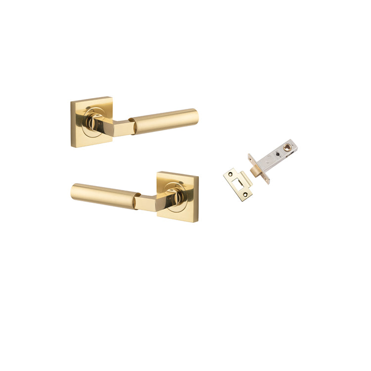 Iver Door Lever Berlin Rose Square Polished Brass Passage Kit