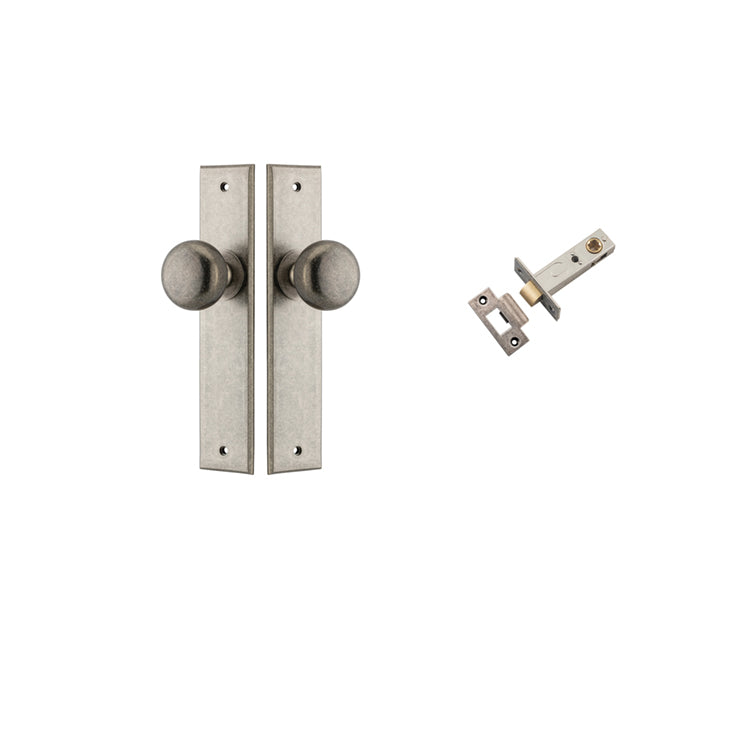 Iver Door Knob Cambridge Chamfered Distressed Nickel Passage Kit