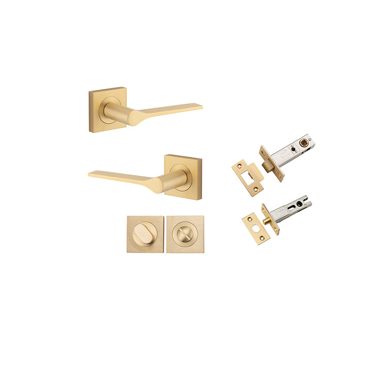 Iver Door Lever Como Rose Square Brushed Brass Privacy Kit