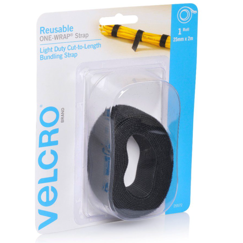 Velcro One-Wrap Strap 25MMX2M Black