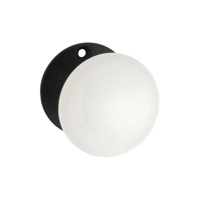 Tradco Door Knob White Porcelain Round Rose Pair Matt Black D55xP57mm