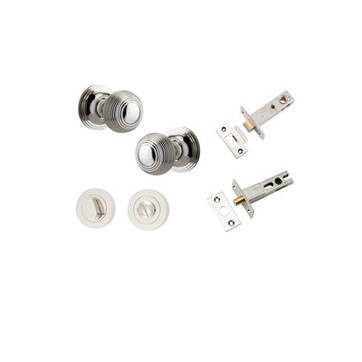 Iver Door Knob Guildford Rose Round Polished Nickel Privacy Kit