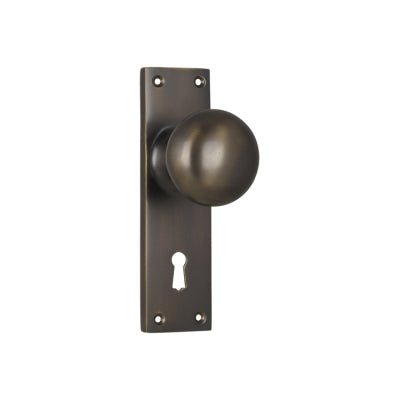 Tradco Door Knob Victorian Lock Pair Antique Brass H152xW42xP75mm