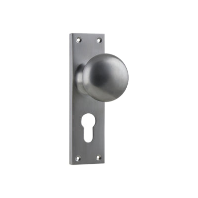 Tradco Door Knob Victorian Euro Pair Satin Chrome H152xW42xP75mm