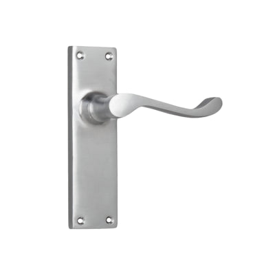 Tradco Door Lever Victorian Latch Pair Satin Chrome H152xW42xP59mm