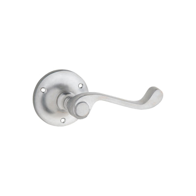 Tradco Door Lever Milton Round Rose Pair Satin Chrome D63xP68mm