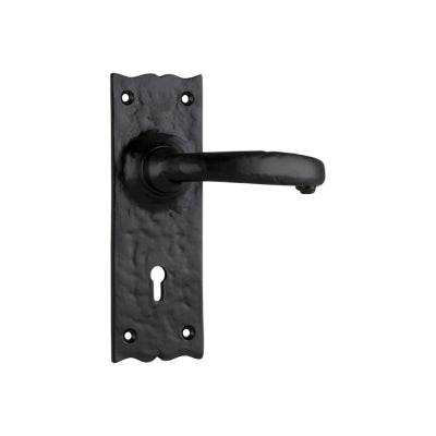 Tradco Door Lever Gloucester Iron Lock Pair Matt Black H158xW50xP53mm