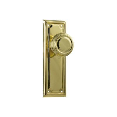 Tradco Door Knob Edwardian Latch Pair Polished Brass H185xW60xP57mm