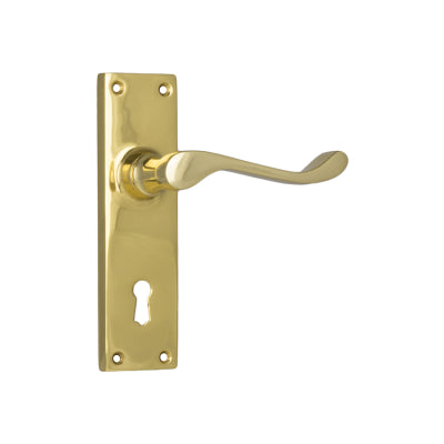 Tradco Door Lever Victorian Lock Pair Polished Brass H152xW42xP59mm