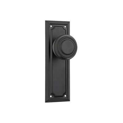 Tradco Door Knob Edwardian Latch Pair Matt Black H185xW60xP57mm