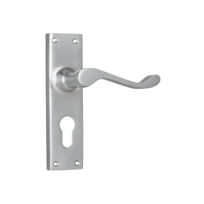 Tradco Door Lever Victorian Euro Pair Satin Chrome H152xW42xP59mm