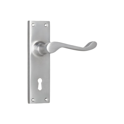 Tradco Door Lever Victorian Lock Pair Satin Chrome H152xW42xP59mm