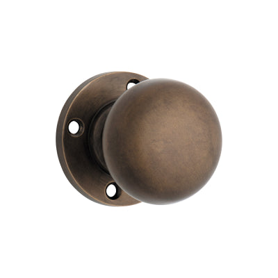 Tradco Door Knob Retro Fit Round Rose Pair Antique Brass D54xP59mm BP60mm