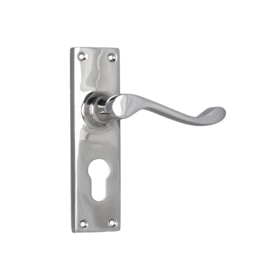 Tradco Door Lever Victorian Euro Pair Chrome Plated H152xW42xP59mm