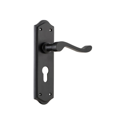 Tradco Door Lever Henley Euro Pair Matt Black H180xW50xP58mm