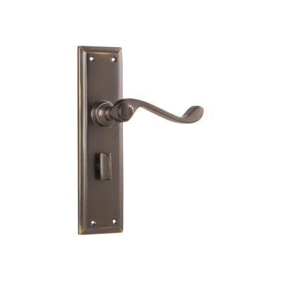 Tradco Door Lever Milton Privacy Pair Antique Brass H200xW50xP68mm with privacy adaptor