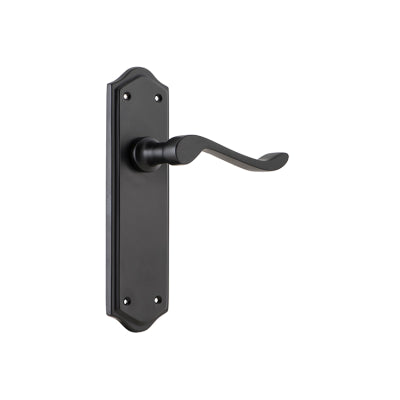 Tradco Door Lever Henley Latch Pair Matt Black H180xW50xP58mm