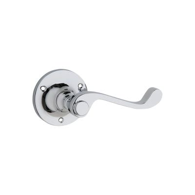 Tradco Door Lever Milton Round Rose Pair Chrome Plated D63xP68mm