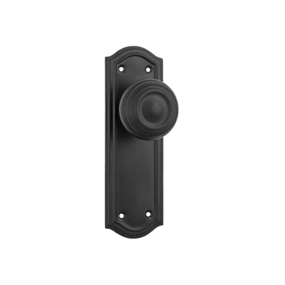 Tradco Door Knob Kensington Latch Pair Matt Black H175xP57xW58mm